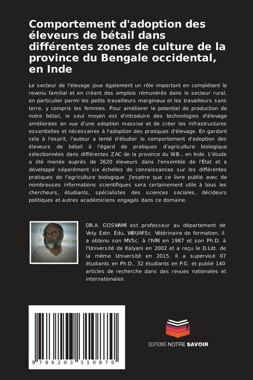 Produktbild: Comportement d'adoption des &eacute;leveurs de b&eacute;tail dans diff&eacute;rentes zones de culture de la province du Bengale occidental, en Inde