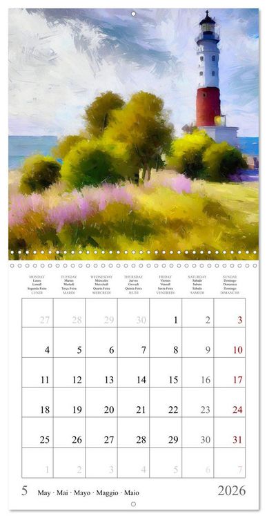 Produktbild: Phares de fantaisie (Calendrier mural carr&eacute; 2026 30x30 cm) Calendrier double avec une page pour vos prises de notes