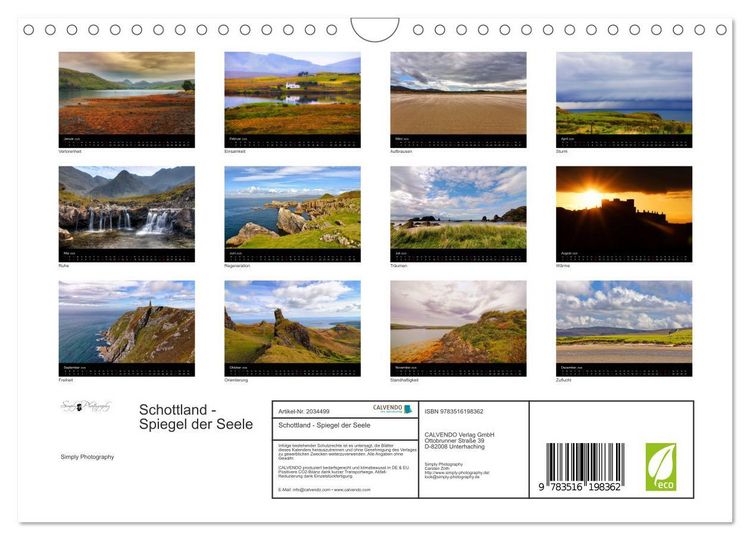 Produktbild: Schottland - Spiegel der Seele (Wandkalender 2026 DIN A4 quer), CALVENDO Monatskalender