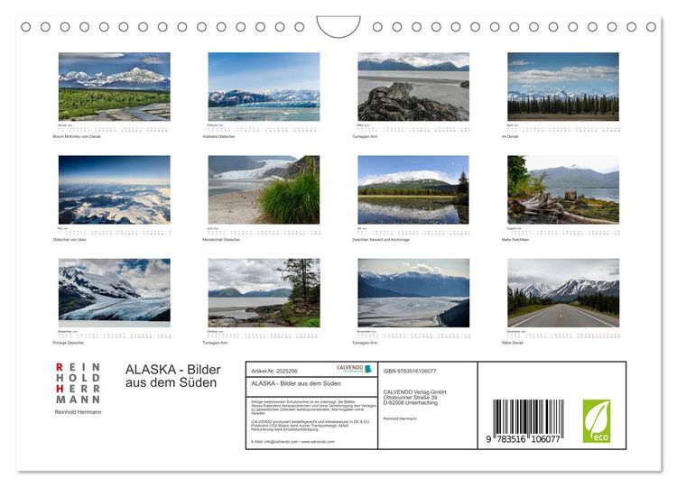 Produktbild: ALASKA - Bilder aus dem S&uuml;den (Wandkalender 2026 DIN A4 quer), CALVENDO Monatskalender