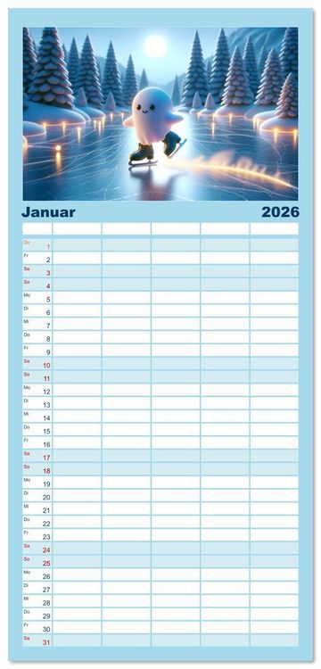 Produktbild: Familienplaner 2026 - Spuk und Spiel: Ein Jahr mit kleinen Plagegeistern mit 5 Spalten (Wandkalender, 21 x 45 cm) CALVENDO
