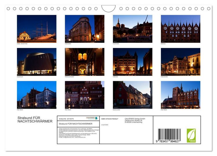 Produktbild: Stralsund F&Uuml;R NACHTSCHW&Auml;RMER (Wandkalender 2026 DIN A4 quer), CALVENDO Monatskalender