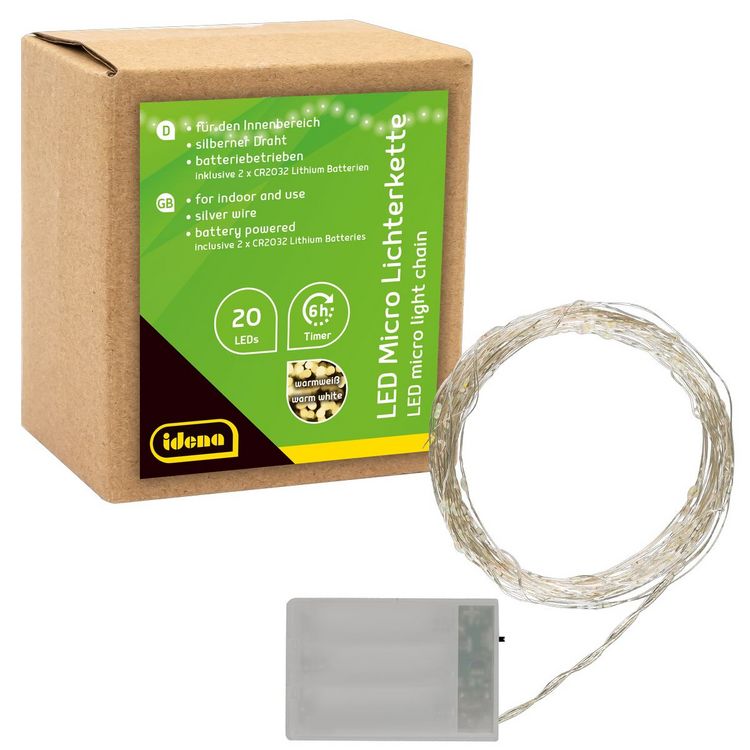 Produktbild: Idena Lichterkette 20 LED warmwei&szlig; 6h Timer 2,2m