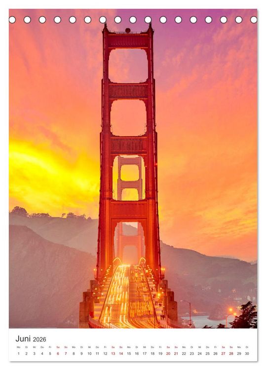 Produktbild: San Francisco - Eine Reise nach Kalifornien. (Tischkalender 2026 DIN A5 hoch), CALVENDO Monatskalender