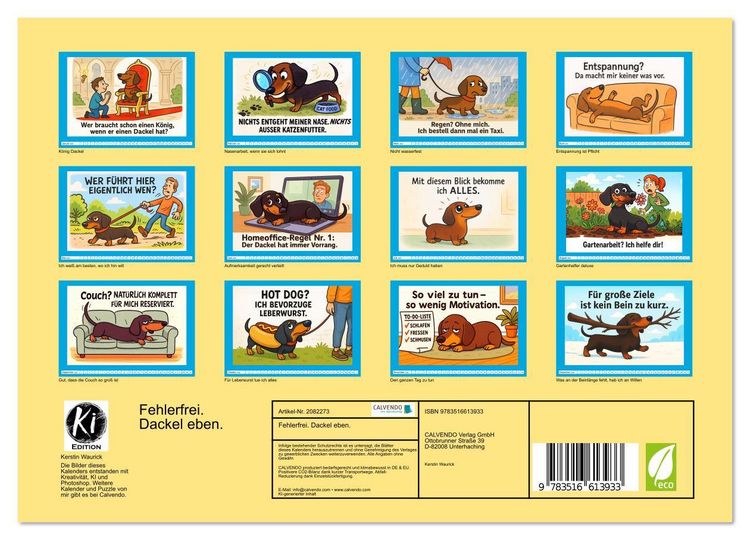 Produktbild: Fehlerfrei. Dackel eben. (Wandkalender 2026 DIN A4 quer), CALVENDO Monatskalender