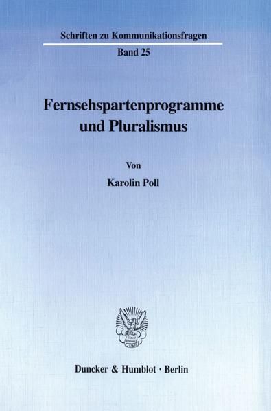 Produktbild: Fernsehspartenprogramme und Pluralismus.