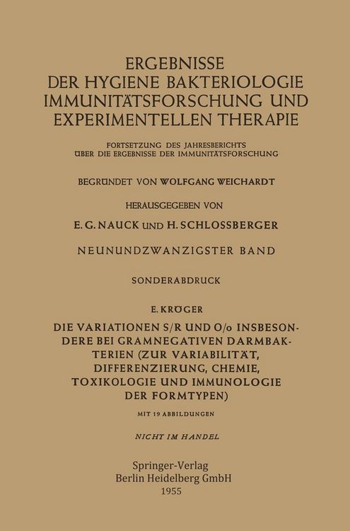 Produktbild: Die Variationen S/R und O/o Insbesondere bei Gramnegativen Darmbakterien