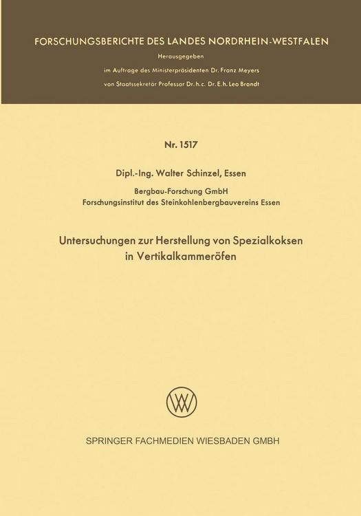 Produktbild: Untersuchungen zur Herstellung von Spezialkoksen in Vertikalkammer&ouml;fen