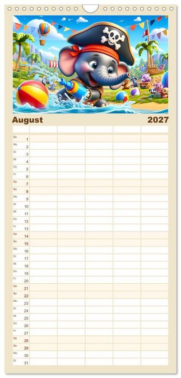 Produktbild: Familienplaner 2027 - Kleine Piraten, Gro&szlig;e Tr&auml;ume" - Ein Kalender f&uuml;r junge Entdecker mit 5 Spalten (Wandkalender, 21 x 45 cm) CALVENDO