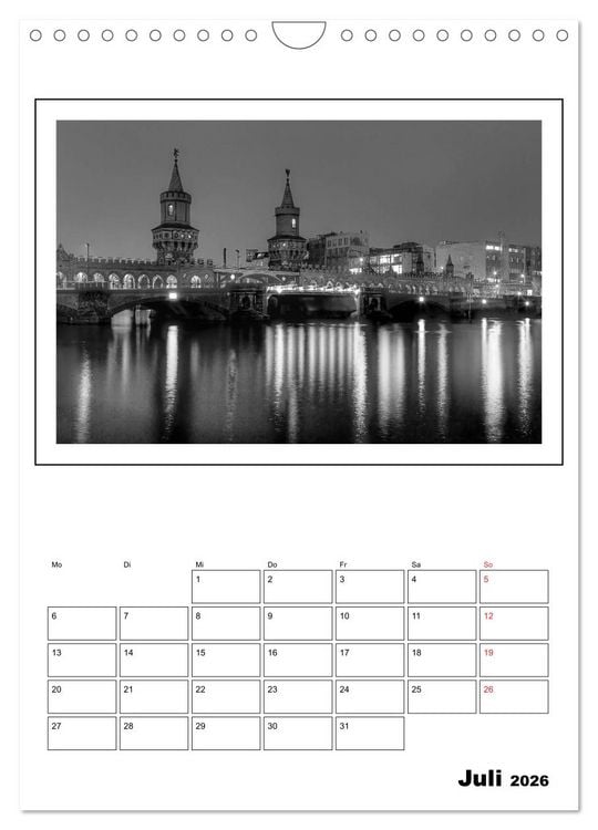 Produktbild: Berlin black & white (Wandkalender 2026 DIN A4 hoch), CALVENDO Monatskalender