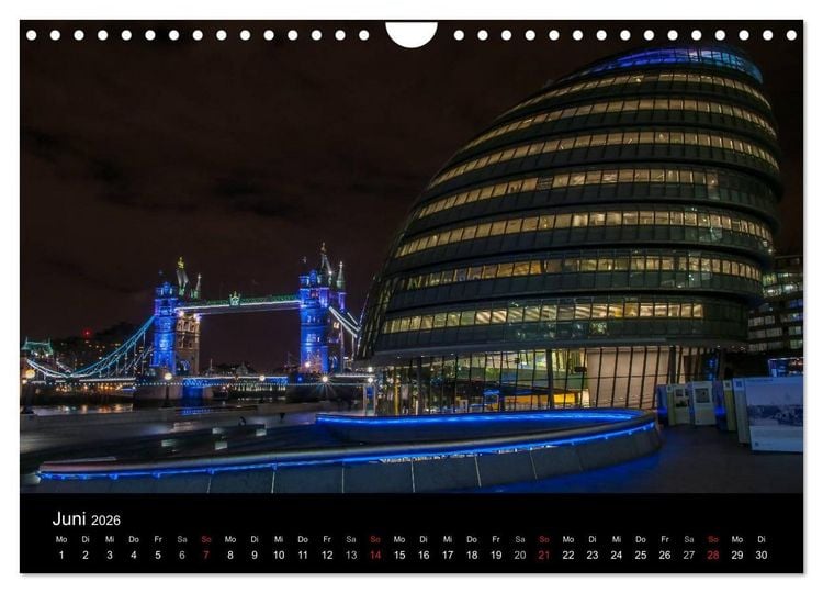 Produktbild: London - Nachts an der Themse (Wandkalender 2026 DIN A4 quer), CALVENDO Monatskalender