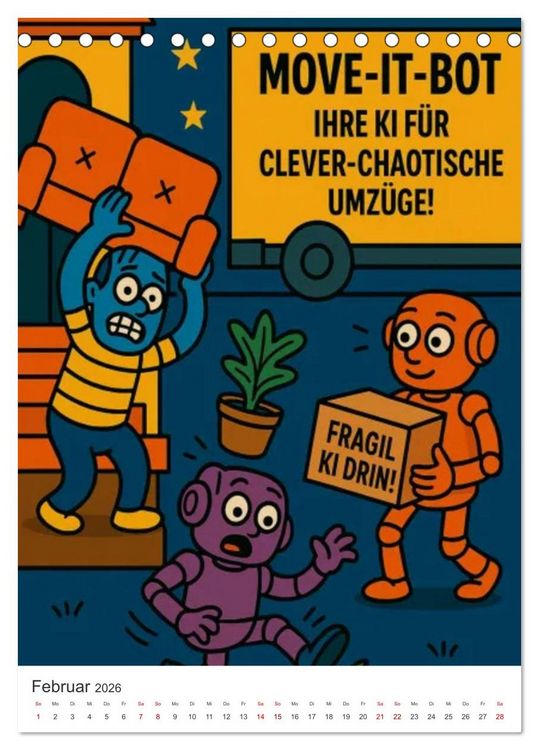 Produktbild: Robo-Champs: Witz trifft auf Chip (Tischkalender 2026 DIN A5 hoch), CALVENDO Monatskalender