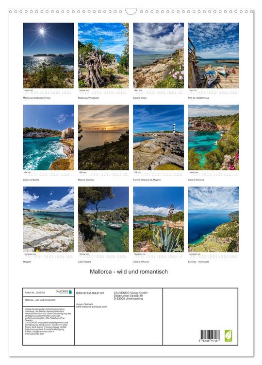 Produktbild: Mallorca - wild und romantisch (Wandkalender 2026 DIN A2 hoch), CALVENDO Monatskalender