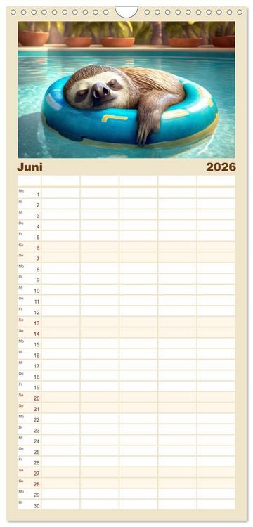 Produktbild: Familienplaner 2026 - Der Kalender f&uuml;r echte Faultiere mit 5 Spalten (Wandkalender, 21 x 45 cm) CALVENDO