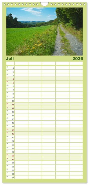 Produktbild: Familienplaner 2026 - Traumhafte Wege durch die Eifel mit 5 Spalten (Wandkalender, 21 x 45 cm) CALVENDO