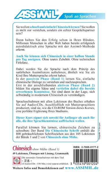 Produktbild: ASSiMiL Chinesisch ohne M&uuml;he Band 1 - Lehrbuch - Niveau A1-A2