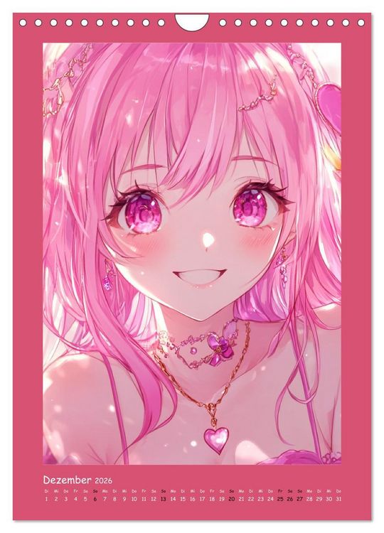 Produktbild: Zauberhafte Momente. Rosa Tr&auml;ume im Manga-Stil (Wandkalender 2026 DIN A4 hoch), CALVENDO Monatskalender