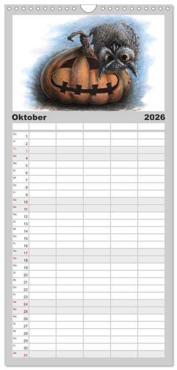 Produktbild: Familienplaner 2026 - TIERONISCH mit 5 Spalten (Wandkalender, 21 x 45 cm) CALVENDO