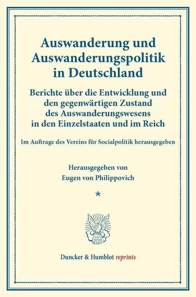 Produktbild: Auswanderung und Auswanderungspolitik in Deutschland.