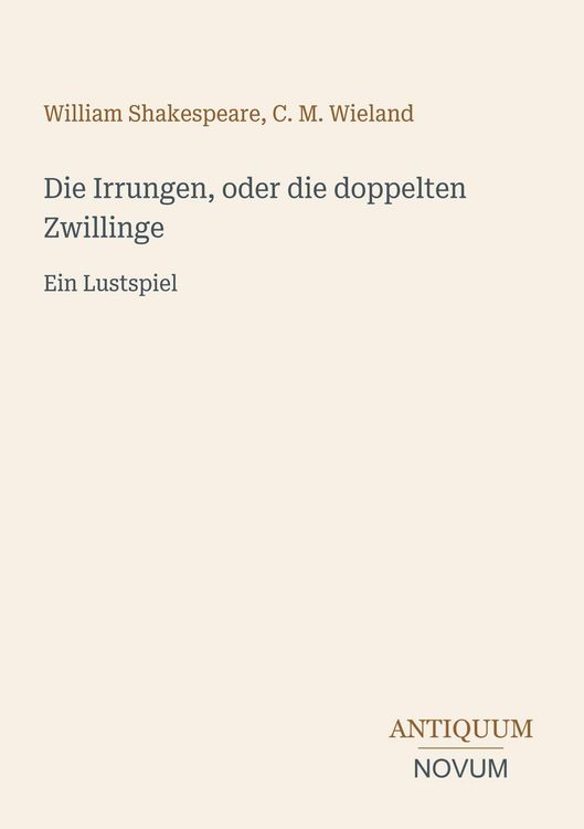 Produktbild: Die Irrungen, oder die doppelten Zwillinge