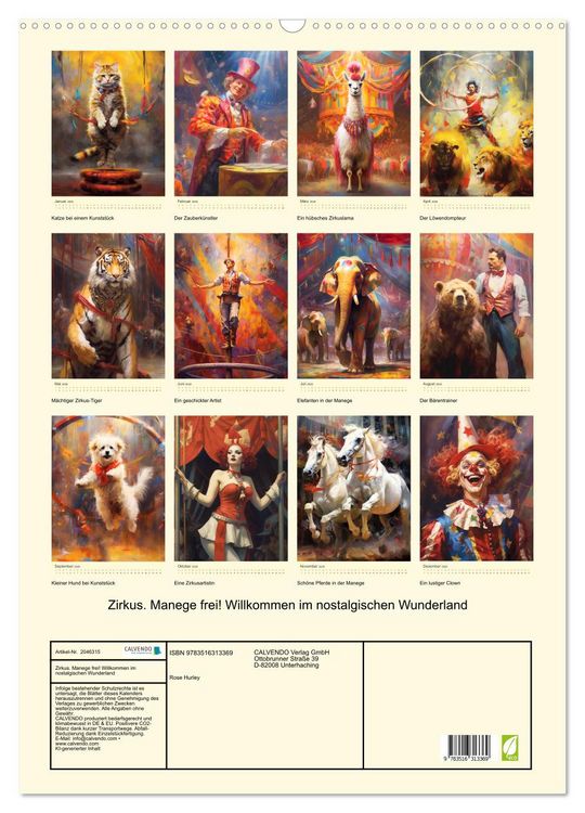 Produktbild: Zirkus. Manege frei! Willkommen im nostalgischen Wunderland (Wandkalender 2026 DIN A2 hoch), CALVENDO Monatskalender