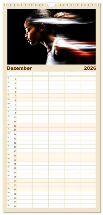 Produktbild: Familienplaner 2026 - Sport Art mit 5 Spalten (Wandkalender, 21 x 45 cm) CALVENDO