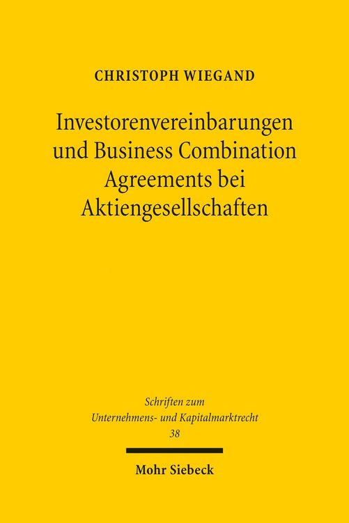 Produktbild: Investorenvereinbarungen und Business Combination Agreements bei Aktiengesellschaften