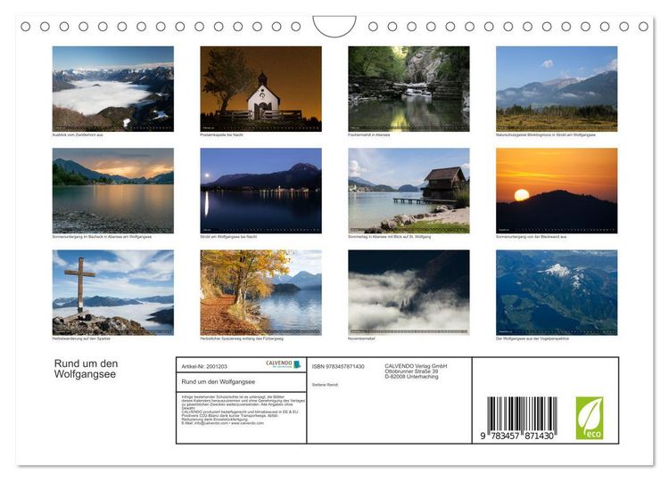 Produktbild: Rund um den Wolfgangsee (Wandkalender 2026 DIN A4 quer), CALVENDO Monatskalender