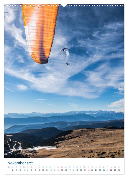 Produktbild: Paragliding - von gr&uuml;nen Wiesen zu schroffen Gletschen (Wandkalender 2026 DIN A2 hoch), CALVENDO Monatskalender