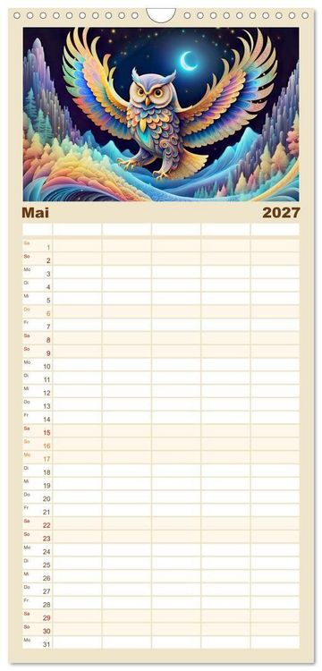 Produktbild: Familienplaner 2027 - Tiere aus Regenbogenfarben mit 5 Spalten (Wandkalender, 21 x 45 cm) CALVENDO