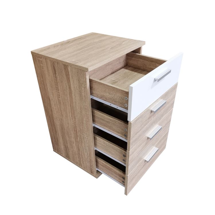 Produktbild: HTI-Living Nachtkonsole Nachtschrank Nina 4 Sonoma Wei&szlig; 2er