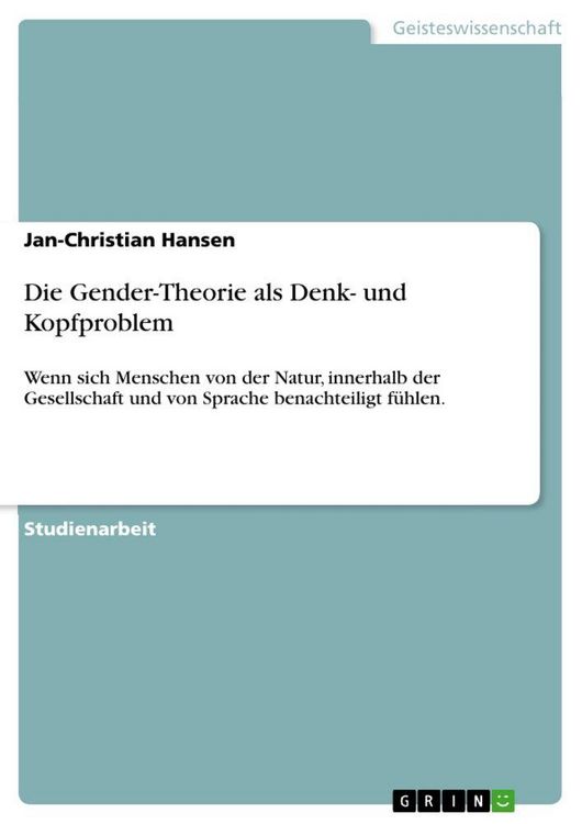 Produktbild: Die Gender-Theorie als Denk- und Kopfproblem