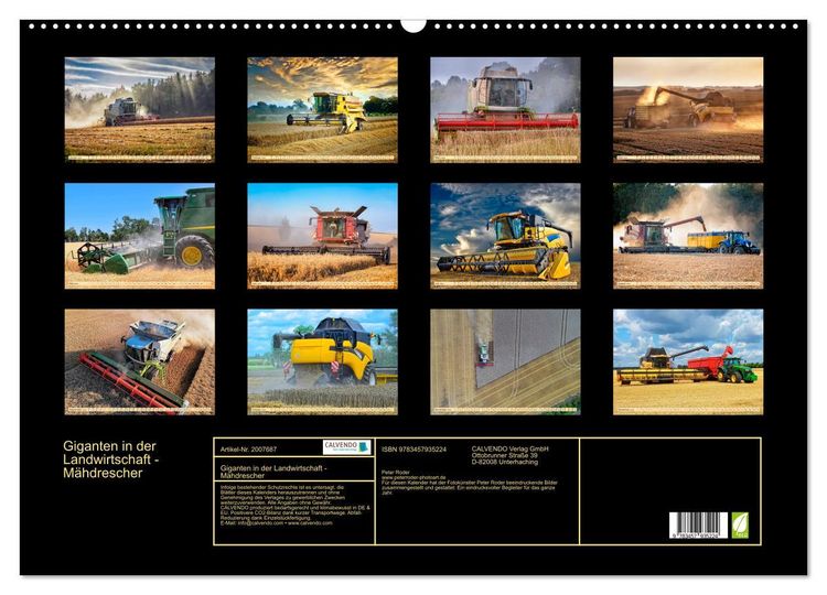 Produktbild: Giganten in der Landwirtschaft - M&auml;hdrescher (Wandkalender 2026 DIN A2 quer), CALVENDO Monatskalender