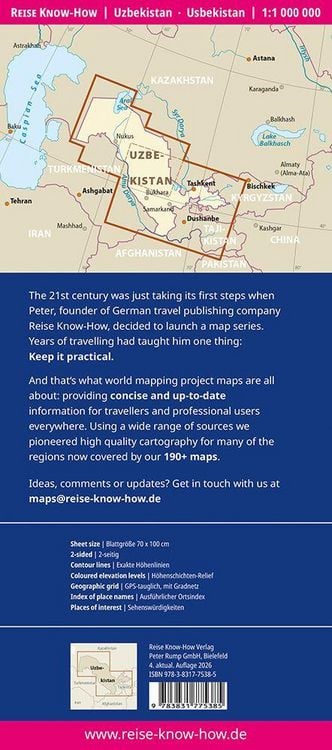 Produktbild: Reise Know-How Landkarte Usbekistan / Uzbekistan (1:1.000.000)