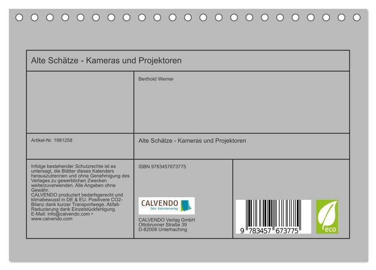 Produktbild: Alte Sch&auml;tze - Kameras und Projektoren (Tischkalender 2026 DIN A5 quer), CALVENDO Monatskalender