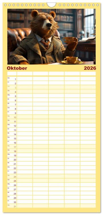 Produktbild: Familienplaner 2026 - B&auml;ren im B&uuml;ro mit 5 Spalten (Wandkalender, 21 x 45 cm) CALVENDO