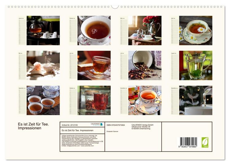 Produktbild: Es ist Zeit f&uuml;r Tee. Impressionen (hochwertiger Premium Wandkalender 2026 DIN A2 quer), Kunstdruck in Hochglanz