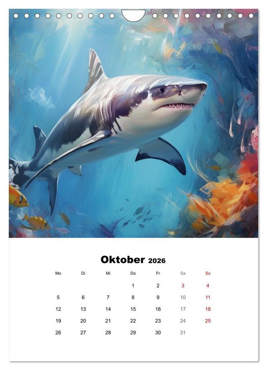Produktbild: Tanz der Haie. Aquarelle von den K&ouml;nigen der Meere (Wandkalender 2026 DIN A4 hoch), CALVENDO Monatskalender