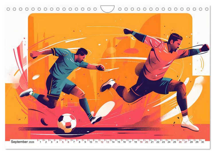 Produktbild: Magie des Fussballs - Illustrierte Emotionen auf dem Rasen (Wandkalender 2026 DIN A4 quer), CALVENDO Monatskalender