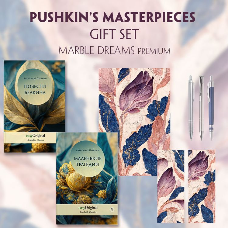 Produktbild: EasyOriginal Readable Classics / Alexander Pushkin's Masterpieces (with audio-online) Readable Classics Geschenkset + Marmortr&auml;ume Schreibset Premium