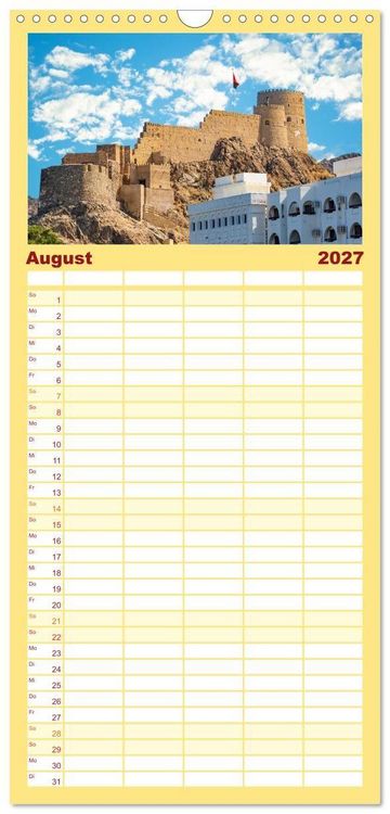 Produktbild: Familienplaner 2027 - Oman - Reiseziel Maskat und Salalah mit 5 Spalten (Wandkalender, 21 x 45 cm) CALVENDO