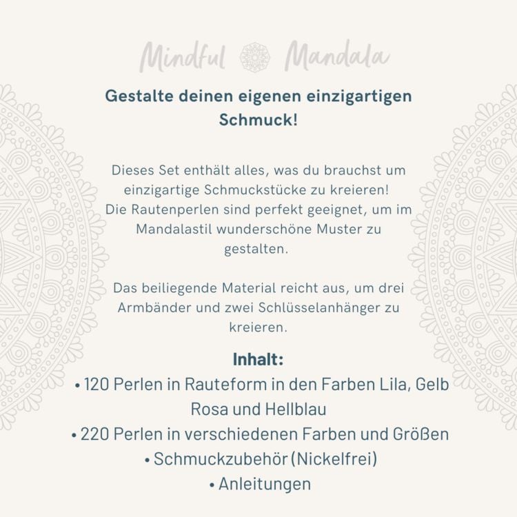 Produktbild: Mindful Mandala - Schmuckset Calm down. Mit Anleitung und Material f&uuml;r 5 Schmuckst&uuml;cke
