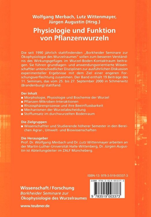 Produktbild: Physiologie und Funktion von Pflanzenwurzeln