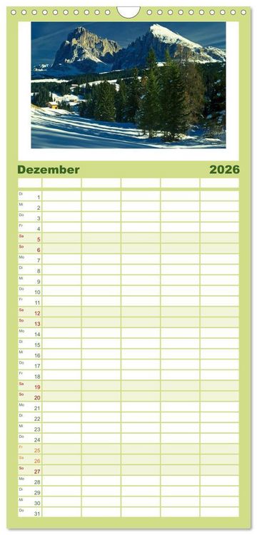 Produktbild: Familienplaner 2026 - S&Uuml;DTIROL - Land der Berge mit 5 Spalten (Wandkalender, 21 x 45 cm) CALVENDO