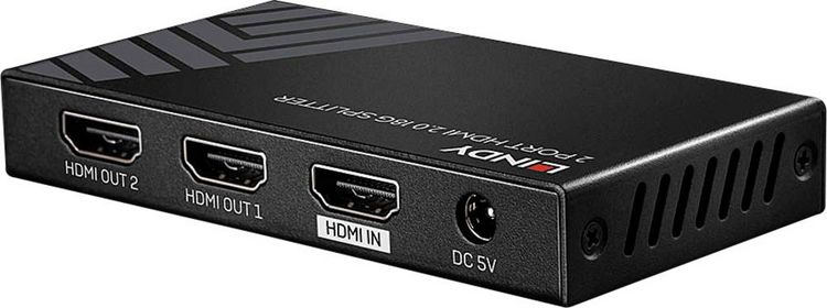 Produktbild: LINDY 2 Port HDMI 18G Splitter 2 Port HDMI-Splitter 3840 x 2160 Pixel Schwarz