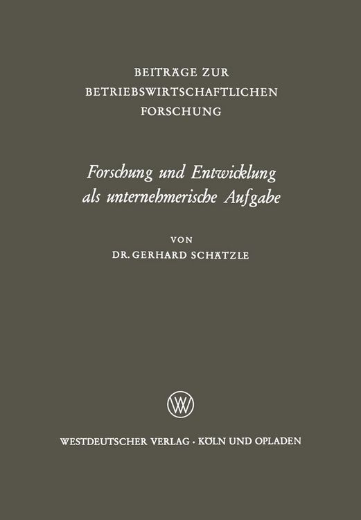Produktbild: Forschung und Entwicklung als unternehmerische Aufgabe
