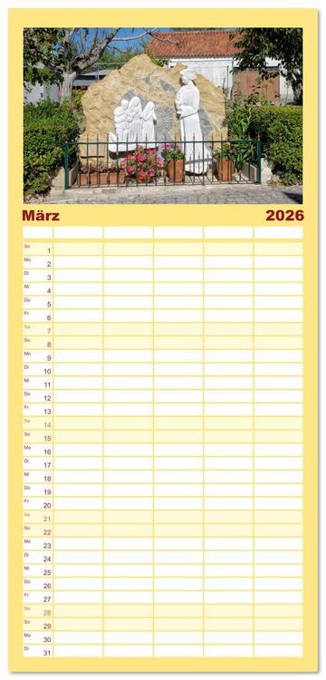 Produktbild: Familienplaner 2026 - Fatima: Ein Besuch in Portugals heiligem Herz mit 5 Spalten (Wandkalender, 21 x 45 cm) CALVENDO