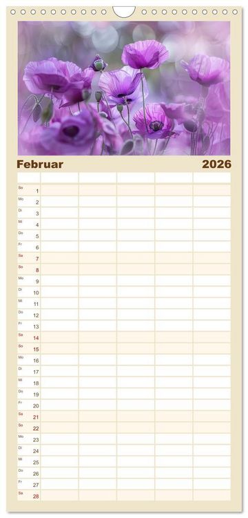 Produktbild: Familienplaner 2026 - Bezaubernde Mohnblumen mit 5 Spalten (Wandkalender, 21 x 45 cm) CALVENDO