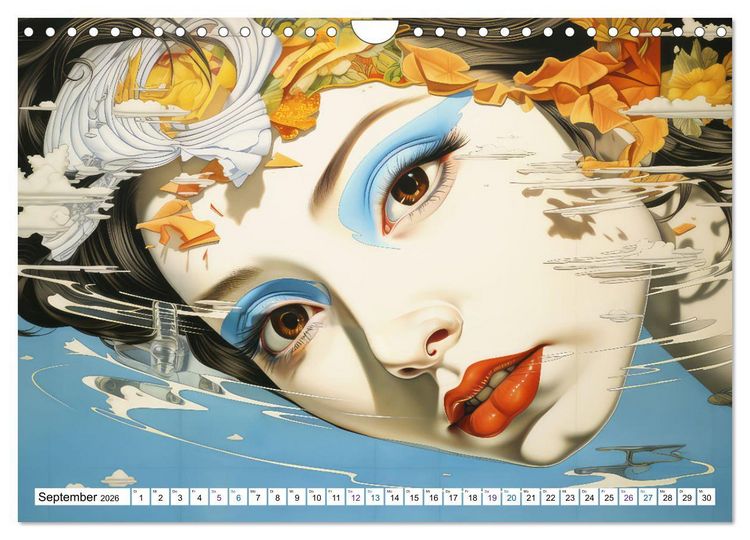 Produktbild: Surrealismus trifft asiatisch anmutende Gesichter (Wandkalender 2026 DIN A4 quer), CALVENDO Monatskalender