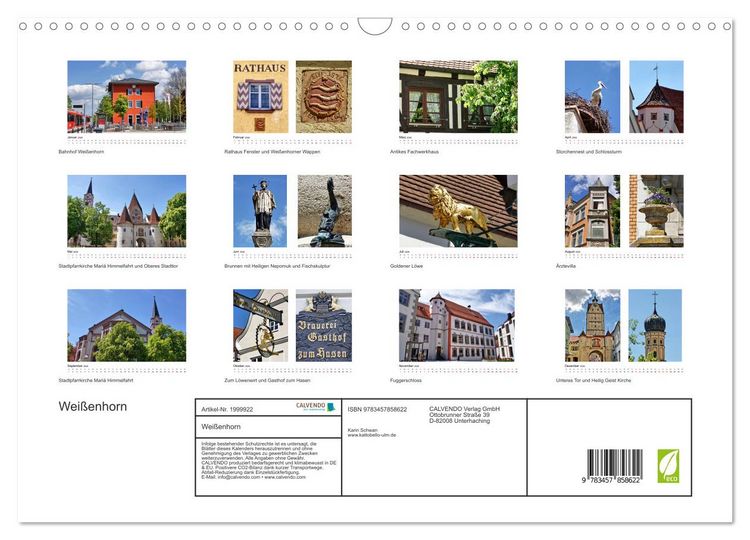 Produktbild: Wei&szlig;enhorn (Wandkalender 2026 DIN A3 quer), CALVENDO Monatskalender